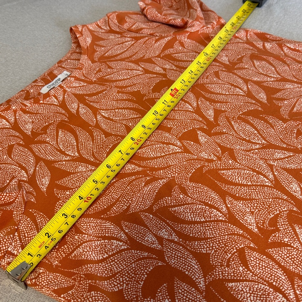 Chico’s Orange Leaf Print Women's Top SZ 1 - Picture 6 of 13
